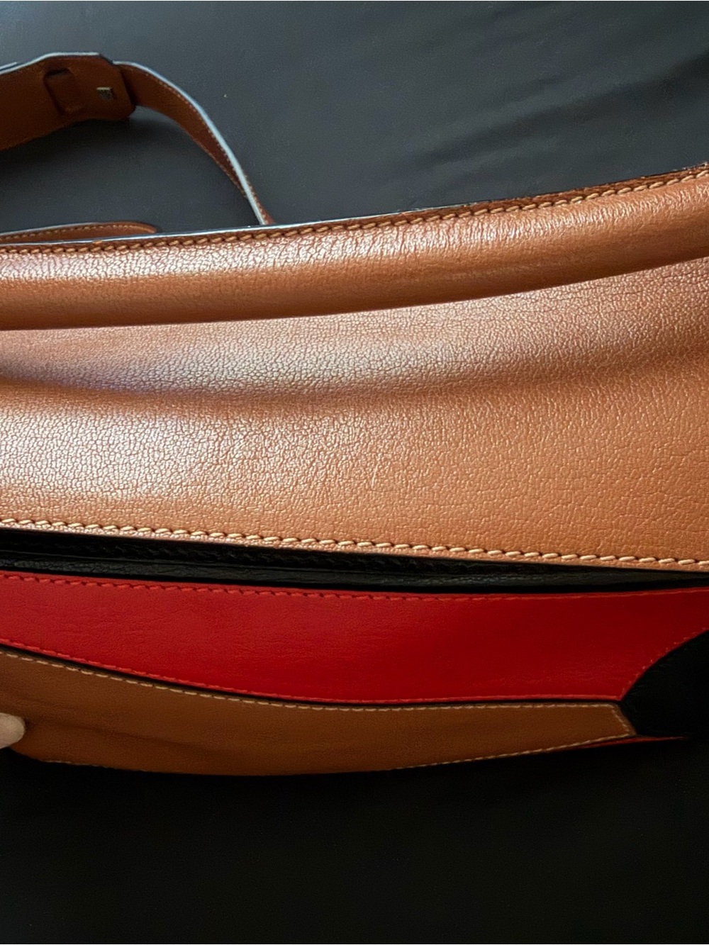 Loewe Leather Puzzle Colorblock Crossbody Bag in Red and Tan - Picture 3 of 7